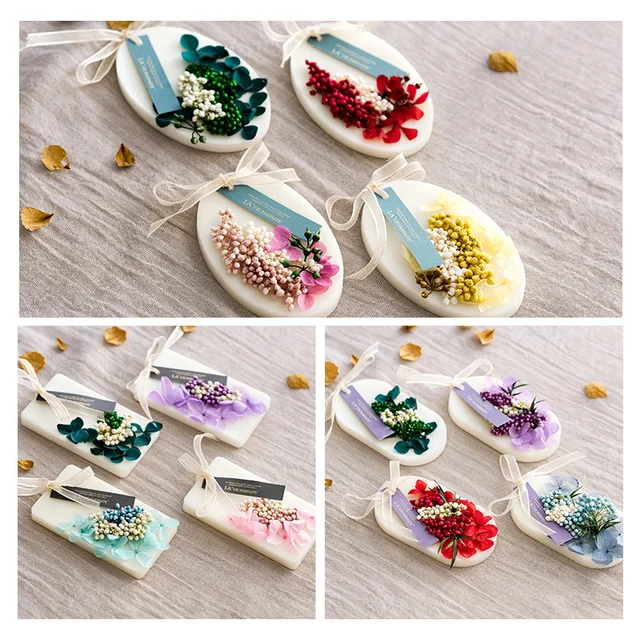 Illatos Viasz Olvasztja A Szójaviasz Kézzel Készített Gyertya Szekrény Hálószobát Friss Illatú Tabletta Szárított Virág Medál Készítése - Image 3