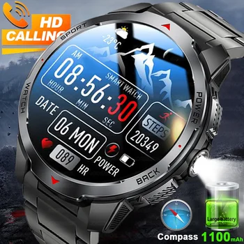 1100mAh Super Capacity Battery Military Outdoor Smart Watch Men 1.7inch Screen Compass Bluetooth Call 3ATM Waterproof SmartWatch 1