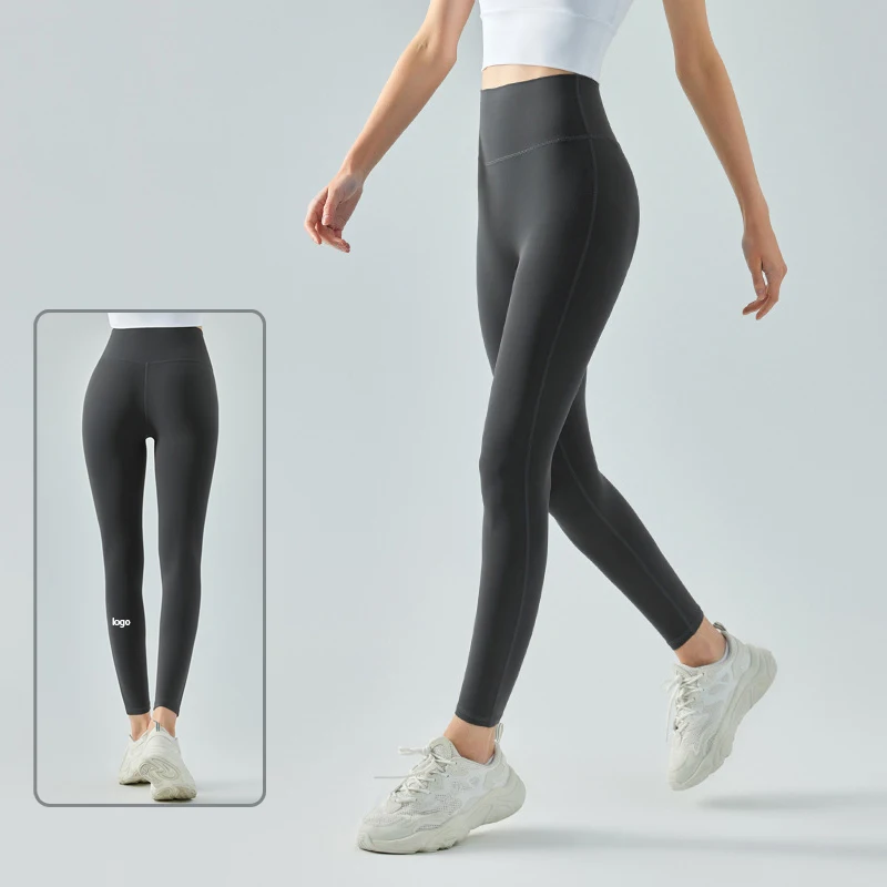 

With Logo Seamless Sports Leggings Gym Training Pants Women Soft Lycra Breathable No Embarrassment Line Yoga Leggings 20 Colors