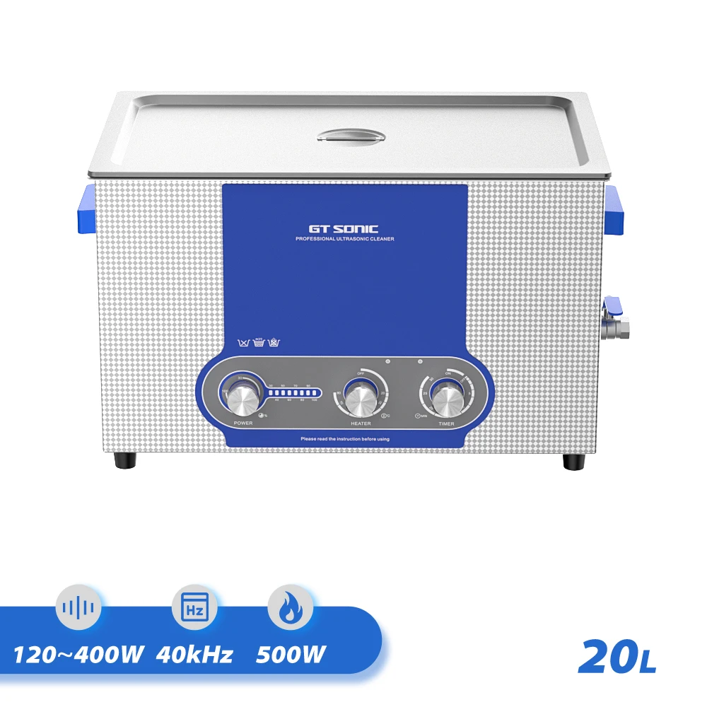 GTSONIC limpiador ultrasónico de 20L, 40kHz, 120W 400W, desgas con