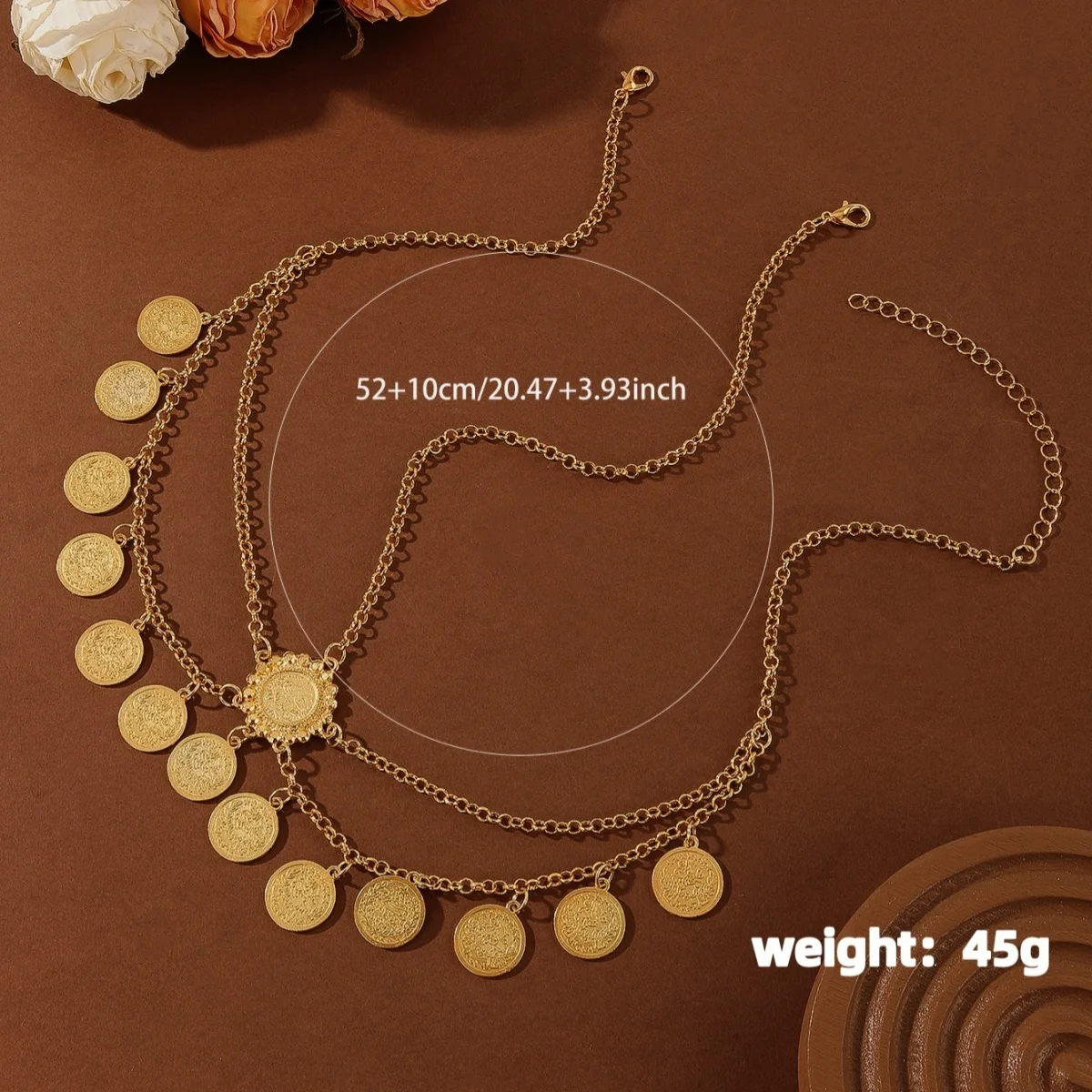 سلسلة الجبين الذهبية بالعملات – لمسة شرقية فاخرة