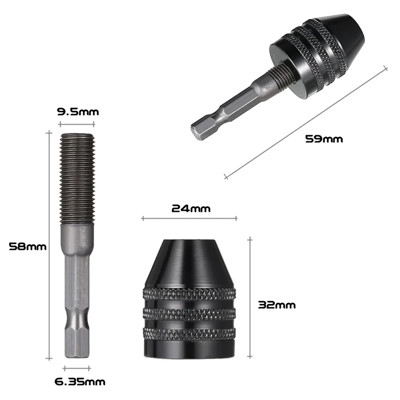 end mills for wood Mini Keyless Drill Chuck 0.8-8mm Electric Drill Bits Collet Fixture Tool Hex Shank Quick Change Converter Mandril Engraver Chuck lathe tools