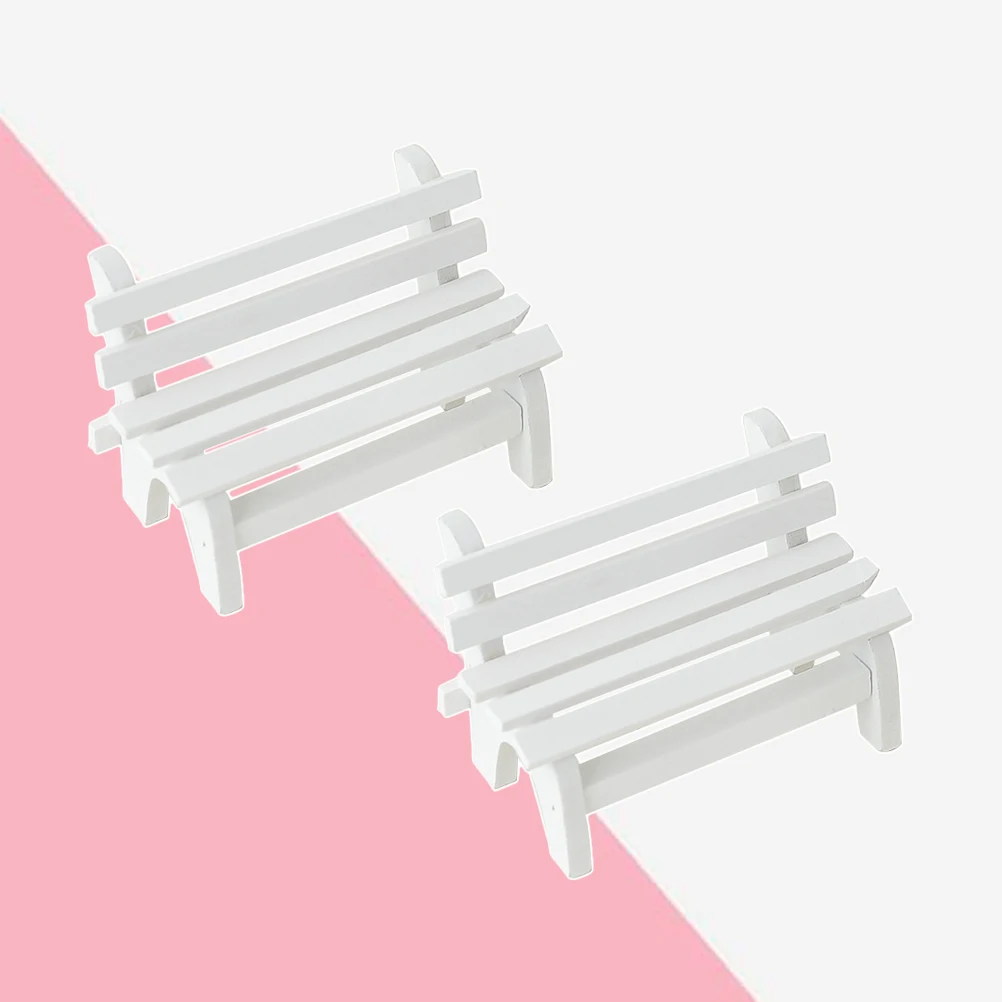 【Wireless】 3 PCS Small Wooden Chair Banc Bench Chairs Garden Model Maniature Mini Decorate Benches.