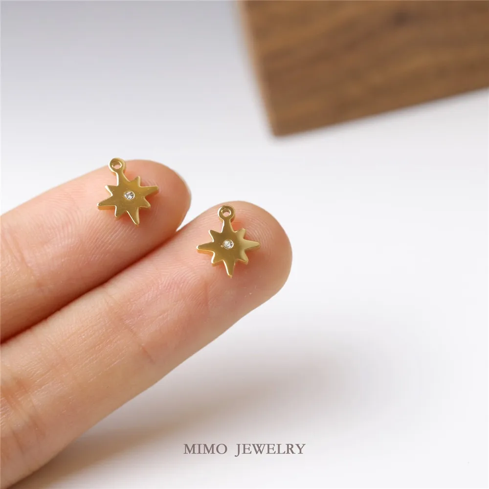 

Titanium Steel Plated 18k Gold Star Zircon Small Pendant DIY Handmade Jewelry Accessories M-151