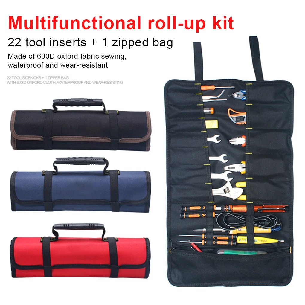 

Large Oxford Cloth Wrench Storage Bag with Handle Portable Multi-functional Spanner Tool Organizer Folding Pouch for Working
