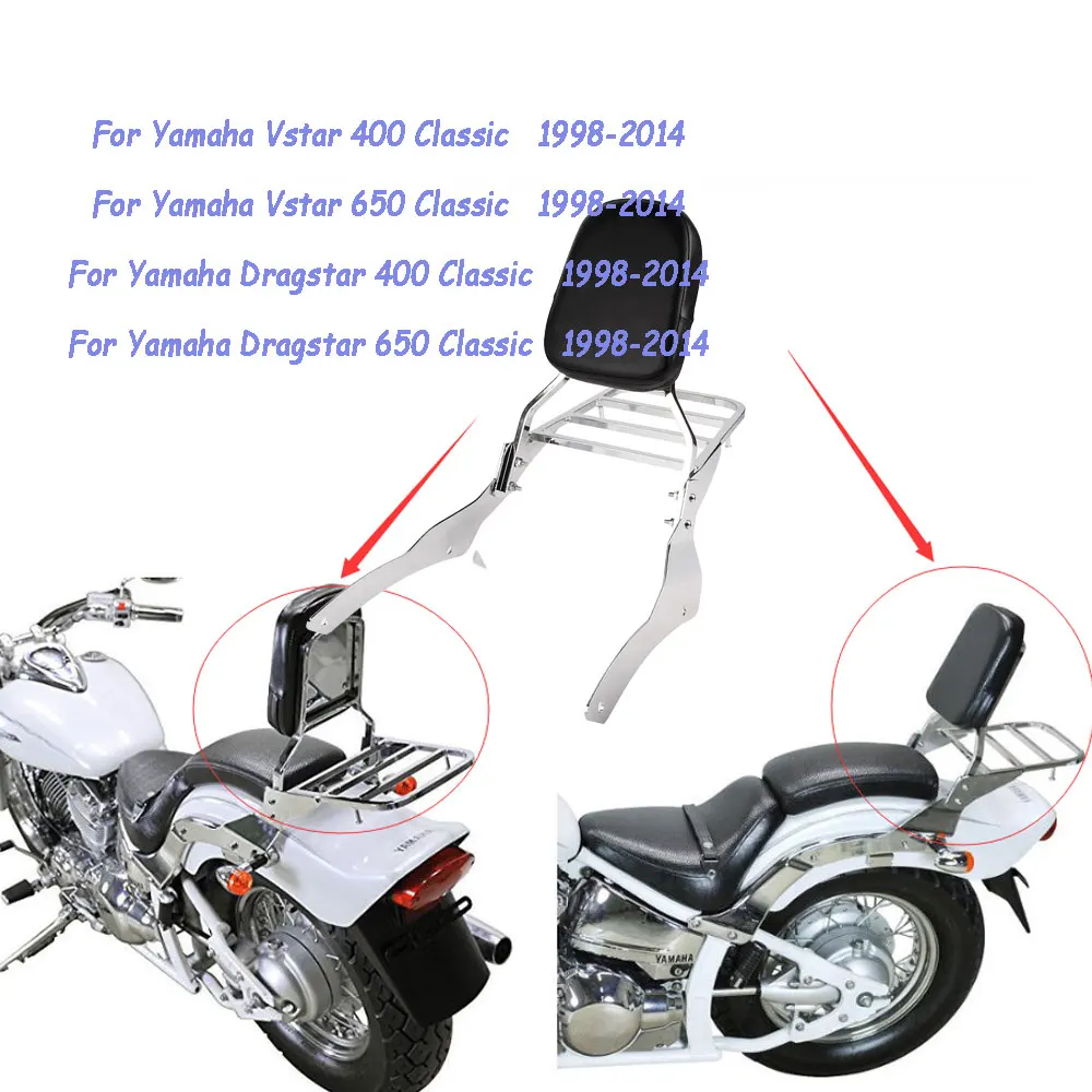 Schienale Sissy Bar + Portapacchi Per Yamaha Vstar 400 650 Classic 1998-2014 Per Dragstar 400 650 Classic 1998-2014