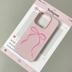 Charming Pink Bow Knot Silicone Phone Case - Soft Back Cover - iPhone 16 Pro Max (Pink - SMTCLB5316)