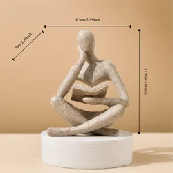 Beige Modern The Thinker Abstract Nordic Style Sculpture - Art Deco Resin Figurine Ornaments (Beige Left)