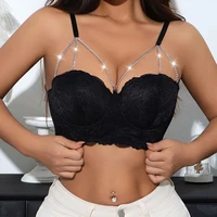 Women sexy lace push up bra with 3/4 cup underwire and diamond chain detail – LadyChar