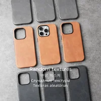 YMW Waxed Genuine Leather Case for iPhone 16 Pro Max 15 14 Magnetic Vegetable Tanned Cowhide Phone Cover 2