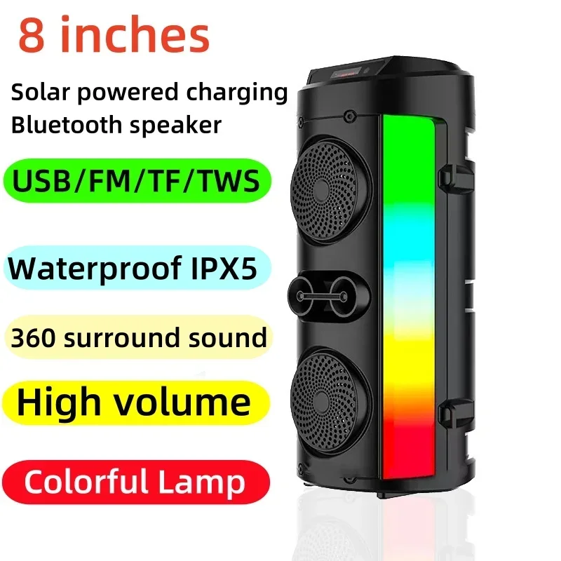 

HIFI Bluetooth-динамик, двойной 8 дюймов, высокая мощность, RGB-цвет, вспышка, внешний вечерние динамик, 3D объемный звук, караоке