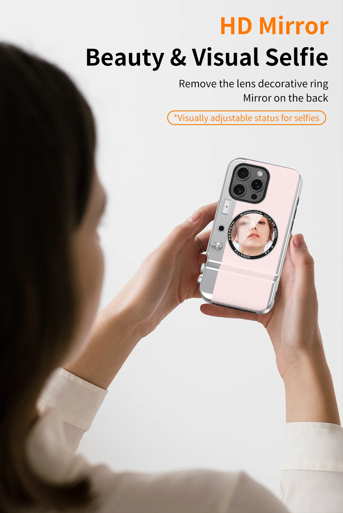 funda de telefono con cámara para iPhone Bluetooth multifuncional magnética Retro para iPhone 16 15 14 13 12 11 Pro Max cubierta a prueba de golpes con espejo cosmético » funda de telefono con cámara para iPhone
