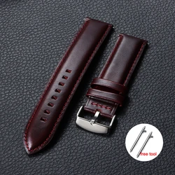 Vintage Genuine Leather Watch Strap - Universal Smartwatch Wristband - 26mm (Wine Red)
