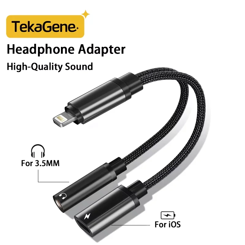 For iOS to IN Headphone Audio Aux jack Adapter Charging