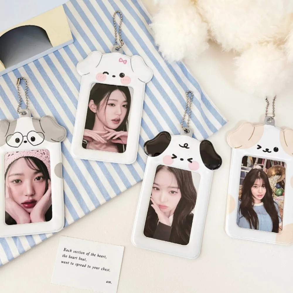 Ins Cartoon Puppy Photocard Holder With Keychains Korean Kpop