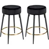 Counter Height Bar Stools Set of 2, Velvet Kitchen Upholstered Dining Chair Stools 24 Inches Height 1