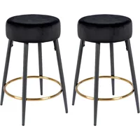 Counter Height Bar Stools Set of 2, Velvet Kitchen Upholstered Dining Chair Stools 24 Inches Height 1