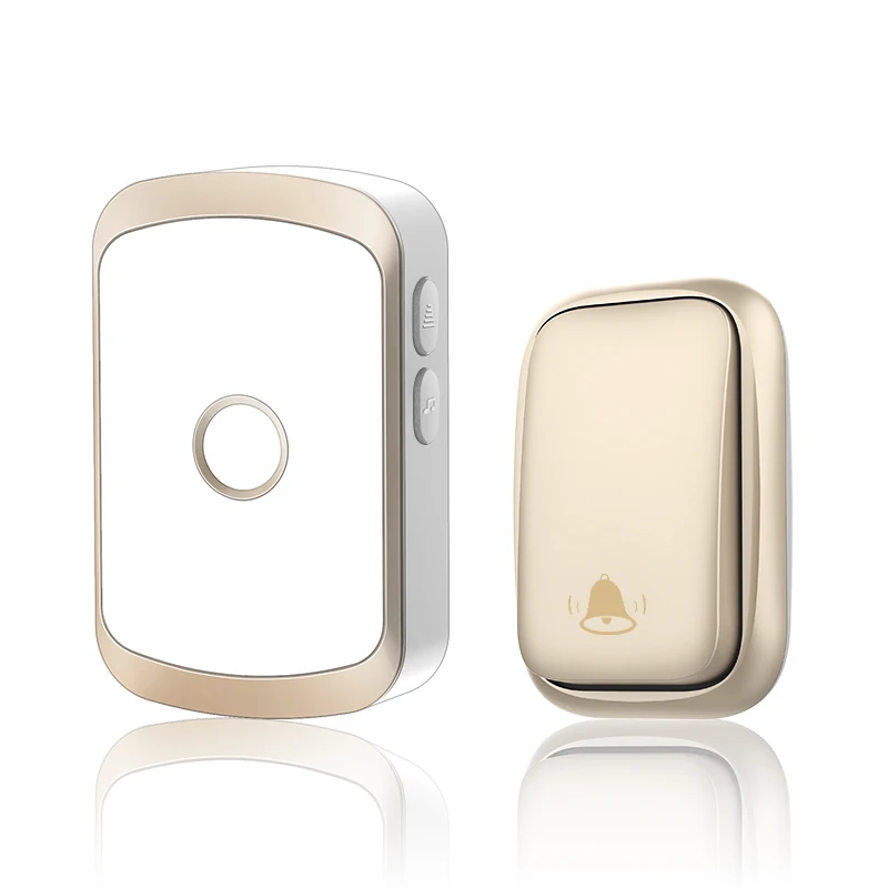 WEMEDA Smart Self-powered Wireless Doorbell No Battery Waterproof Gold Chime Home Door Bell US EU UK Plug 1 Button 4 Receiver