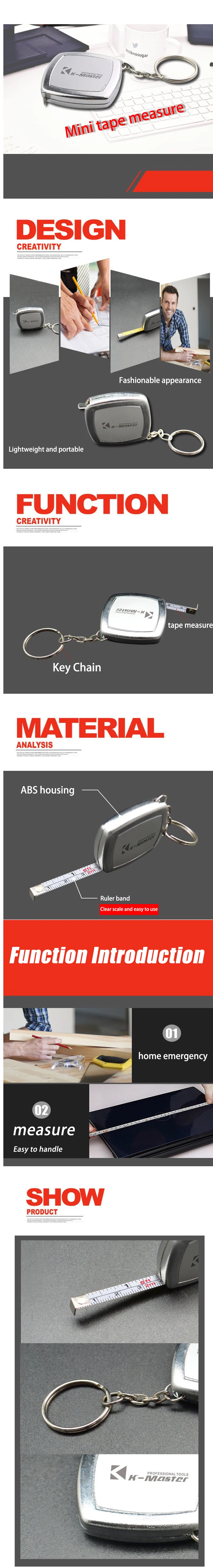 Description Picture 2 of item2 Meters Small Tape Measures Metric and Imperial System Key Ring Mini Steel Tape Measure Pocket Portable Compact Carry Around