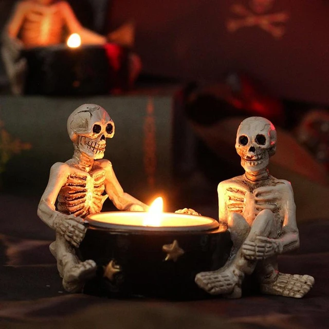 1pcs Halloween Skull Candle Holder Skeleton Ghost Candle Holder Lamp Lights  Halloween Party Bar Decoration - AliExpress