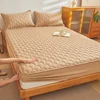 Waterproof Fit Sheet Solid Color Mattress Cover With Elastic Band Bedsheet Single Double Queen King Size Fitted Sheet 3