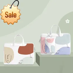 Bolsa protetora do portátil feminino adicionar saco pequeno adicionar saco de armazenamento material do plutônio saco de cor clara saco de escritório