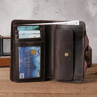 Vintage Leather Men's Wallet Long Billfold Wallet with Hasp 100% Genuine Leather Wallet for Men Drop Shipping 2