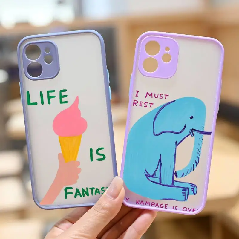 Custodia Per Telefono Punk David Shrigley Visual Arts Per Iphone 12 11 13 14 Pro Max Xr Xs Max X Se2020 7 8 Custodia Viola Antiurto Plushard
