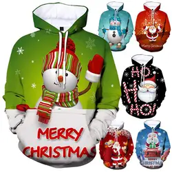 Fashionable Christmas 3d Printed Hoodie For Boys And Girls Long Sleeve Snowman/santa Claus Casual Sports Beach Street Thin Top
