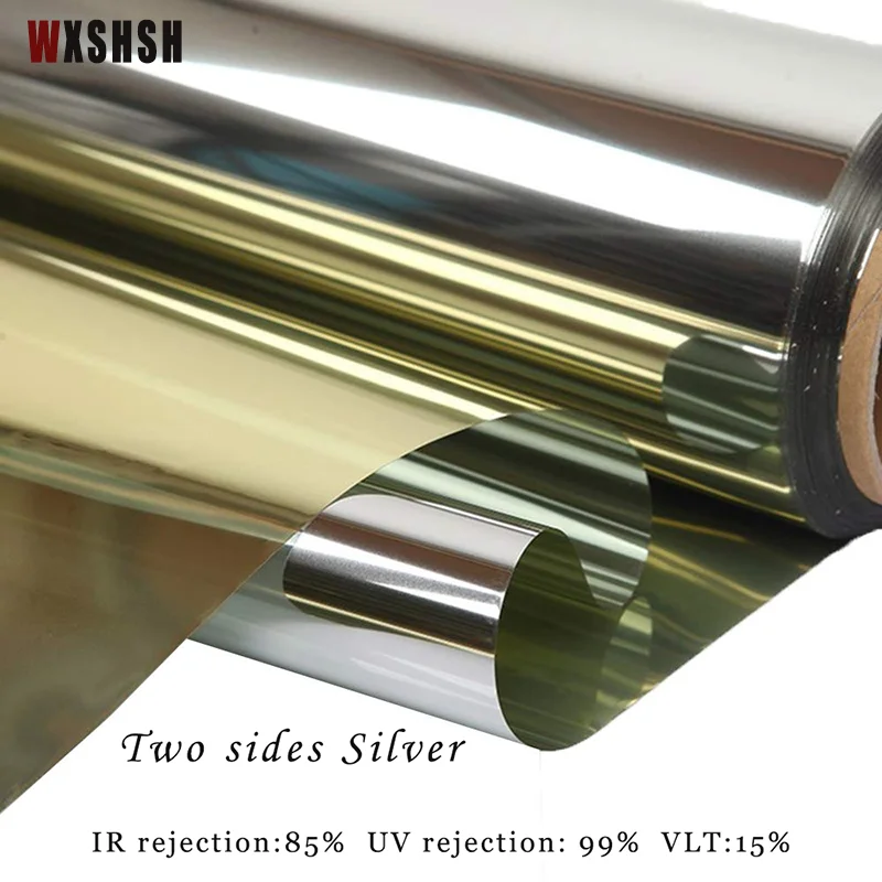 One Way Perspective Mirror Window Film UV-Proof Glare Reduction Tint-Film Self-adhesive bathroom d&eacute;cor Gold Silver