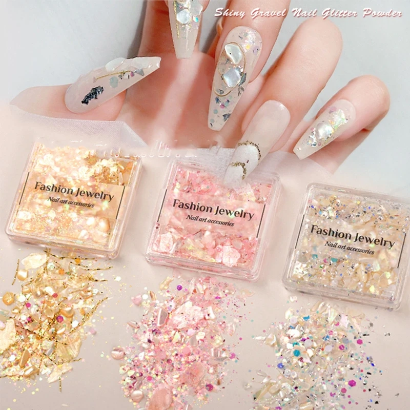 

Mixed 3D Irregular Nail Art Abalone Seashell Slices,Colorful Nail Art for shell Piece UV Gel Flake Mermaid Nail Sequins