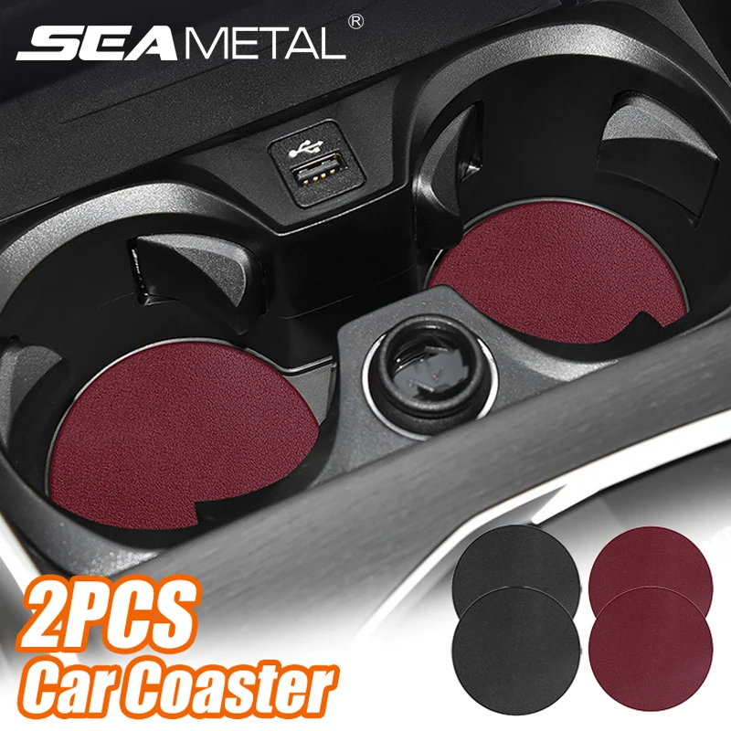 Waterproof Leatherette Car Coasters Non Slip Cup Holder Pads