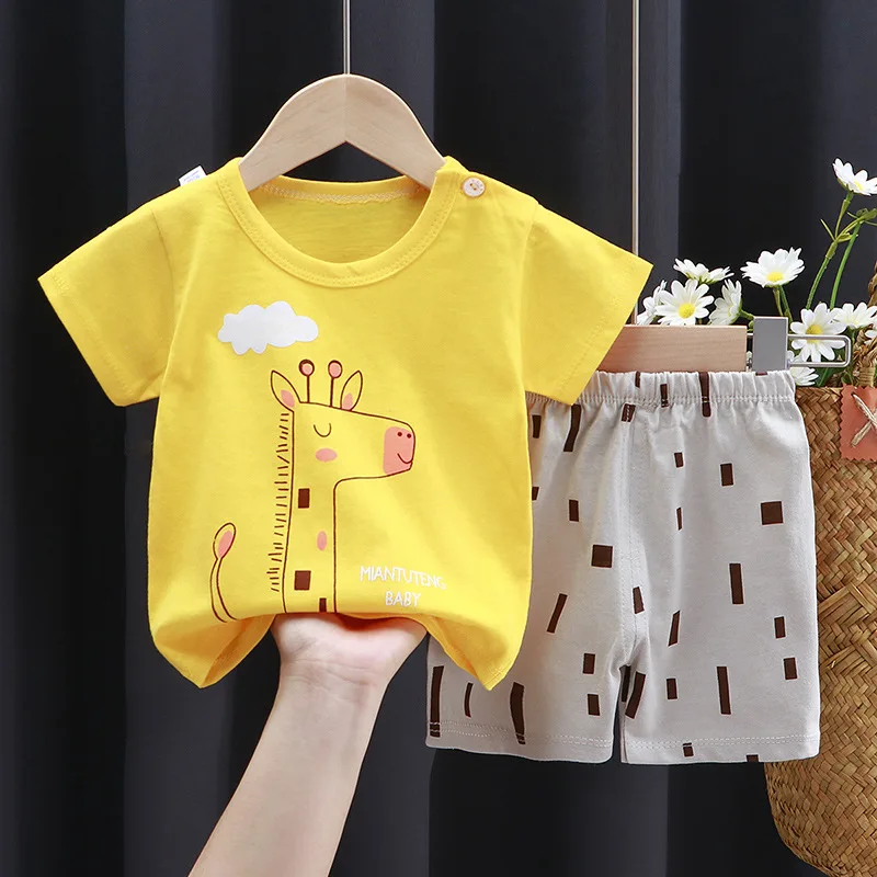 winter baby suit Cotton Children Sets Leisure Sports Baby Boy Girls T-shirt + Shorts Sets Toddler Clothing Cartoon Animal Kids Clothes clothing kid suit