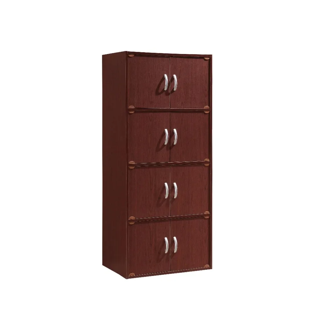 

8-Door Multipurpose Cabinet Bookcase 4-Shelf Storage Locker Mahogany freight Free Living Room Furniture Home