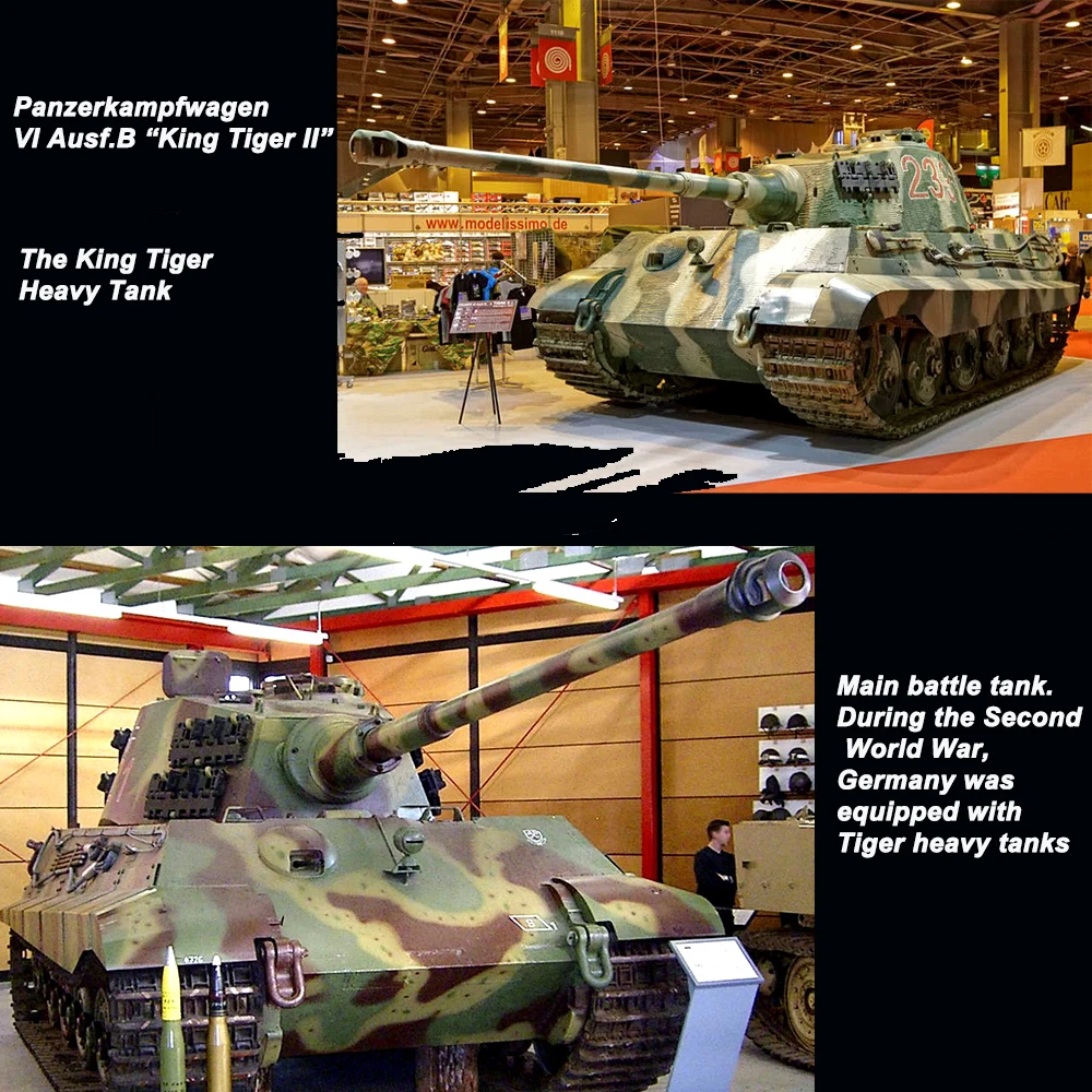 3888A  Remote Control Tank German King Tiger RC Battle War Military Vehicle Truck Car with Metal Steel Wave Box Smoke Shooting 4