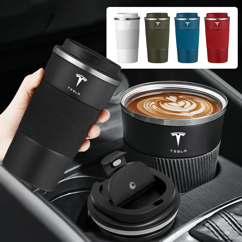 510ml 스테인리스 스틸 커피 텀블러 보온병 컵 여행용 보온 머그 테슬라 모델 3 X S 2016-2020 데칼 TM3 TMX TMS 코일 4