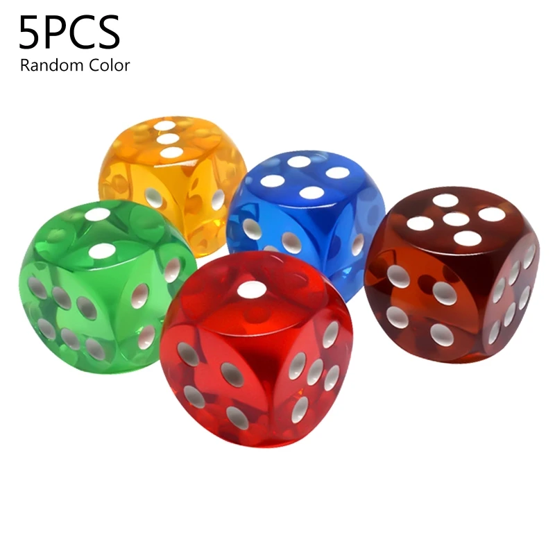 Transparent Dice 5Pcs 25mm 6 Sided Game Dice Set For Entertainment game dice dice set acrylic dice