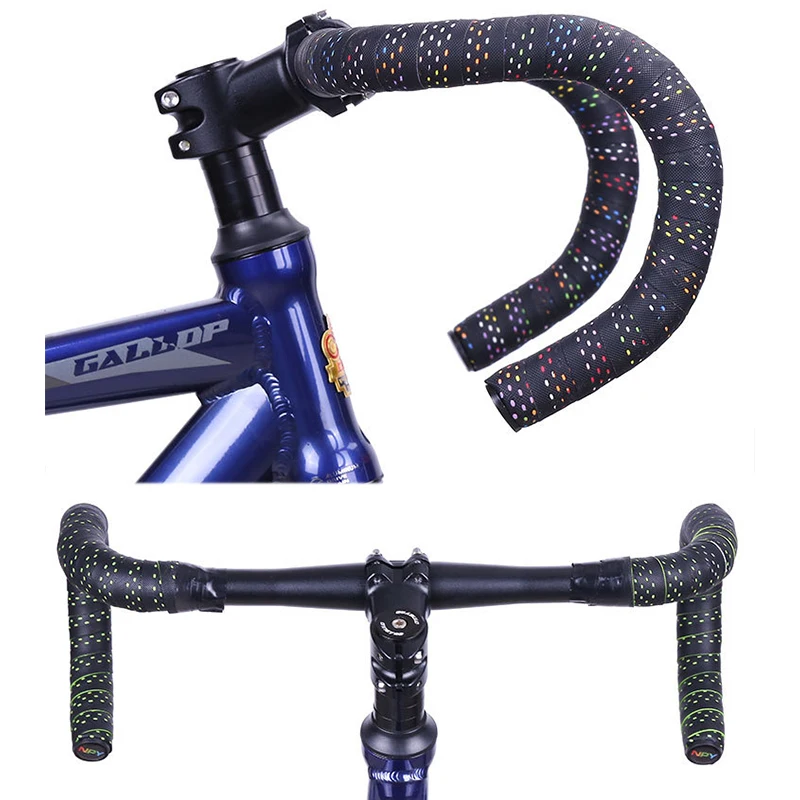Road Bike Bar Tape Breathable EVA/PU Anti-Skid Shock Absorber Bike Wrap 1 Pair Plugs