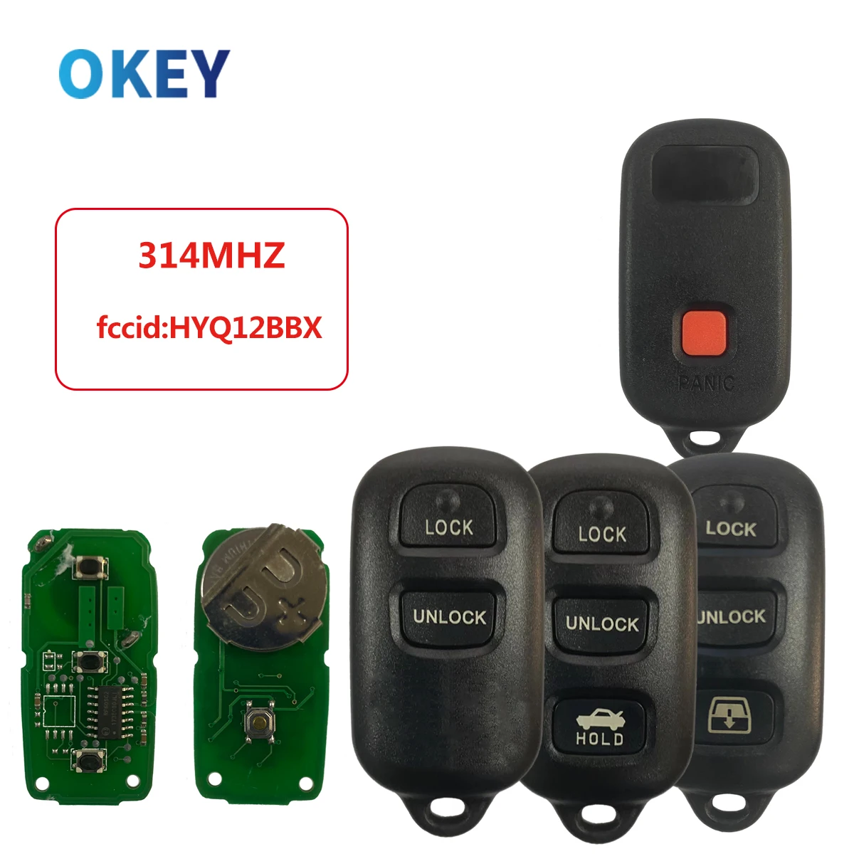 Okey Remote Control Car Key For Toyota Celica Echo FJ Cruiser Highlander Prius RAV4 Tacoma Yaris HYQ12BBX 314.4Mhz 3/4 Buttons