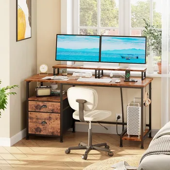Computer or Writing Desk with Drawers 1