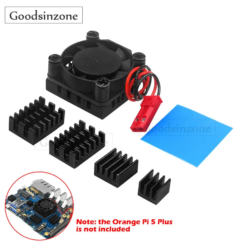 

5IN1 for Orange Pi 5 Plus Cooling Fan With Heatsinks Kit, Passive Cooling System Aluminum Heatsink Cooler For Orange Pi 5 Plus