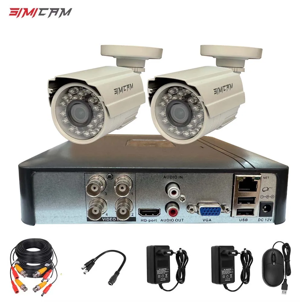 1080P 720P Security Camera System AHD Kit Video Surveillance 2MP/1MP Metal 2PCS Camera 4CH DVR Waterproof Night Vision CCTV Cam Security Camera