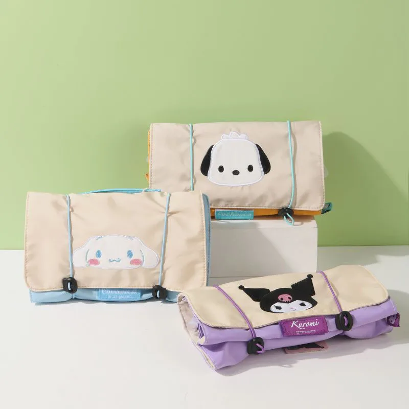 

Kawaii Cosmetic Bag Sanrio Cinnamoroll Kuromi Pochacco Cute Anime Dual-Use Storage Convenient Folding Girls Christmas Gift