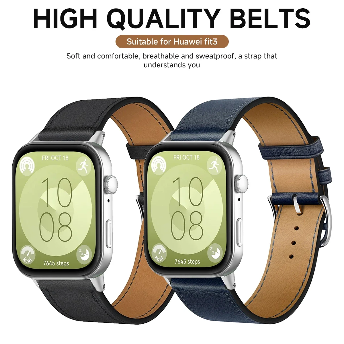Premium PU Leather Sport Wristband Bracelet - Universal Smartwatch Replacement Strap