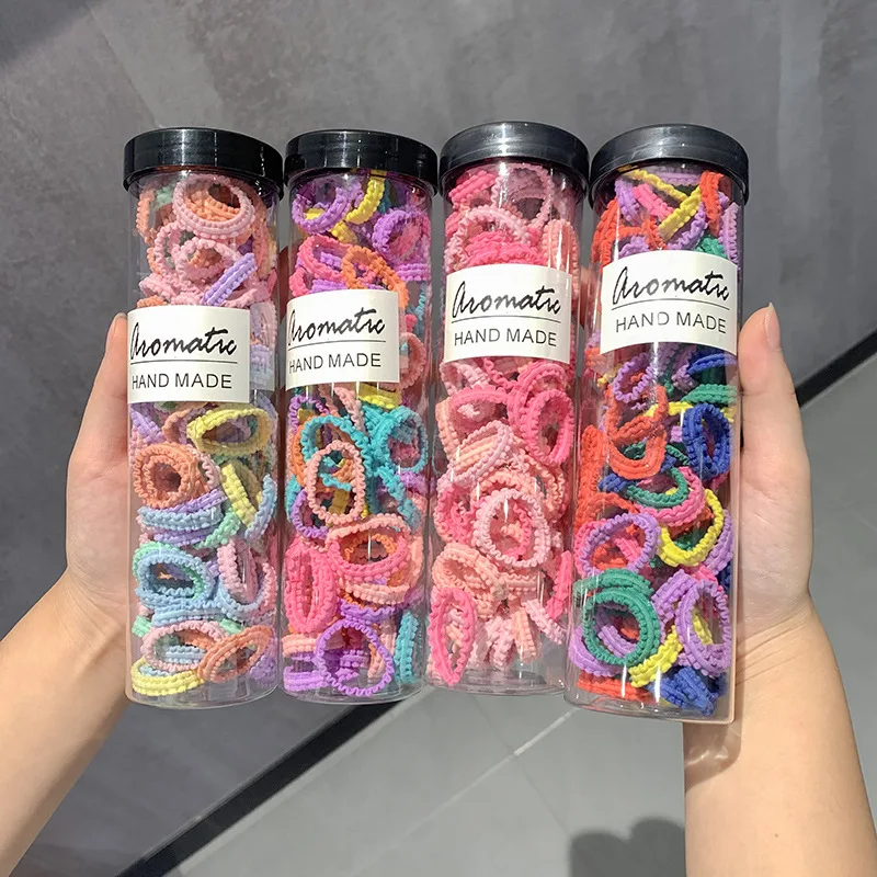 

TwinkLei 100Pcs/Set Girls Candy Colors Hair Bands Hair Accessories Elastic Rubber Band Children Ponytail Holder Headwear Gift