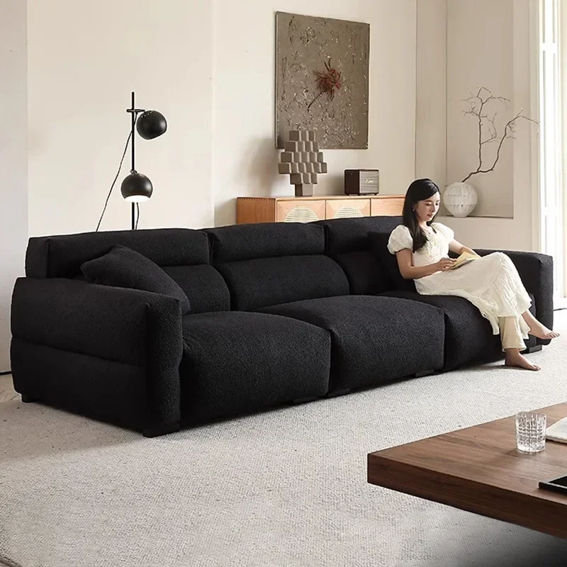 

Minimalist Sofa Teddy Velvet Simple Modern Small Apartment Three or Four Persons Designer Straight Row Sofa