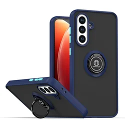 Enhanced Shockproof Case with Magnetic Ring Stand - Armor Matte Finish - Galaxy A25 5G (Dark Blue)