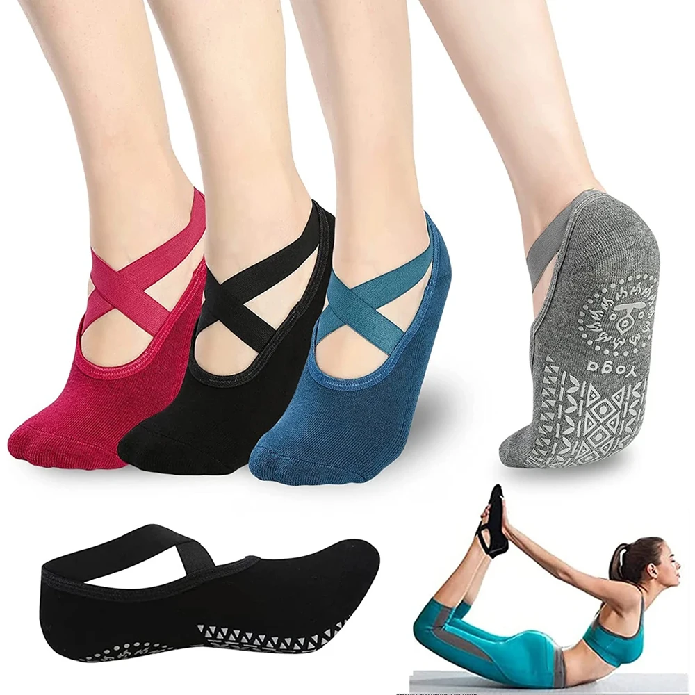 Chaussettes Antidérapantes Pour Yoga Et Pilates - Semelle Silicone - Taille Unique 36-41 - Lot De 3 Paires