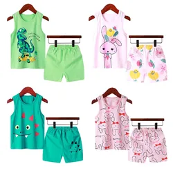 Summer Pajamas Sets for Child House Clothing Kids Pajama Set Cotton 2024 Girl Clothes Toddler Boy Pijamas From 2 to 7 8 10 Year