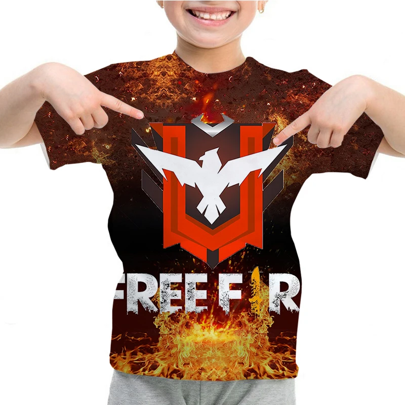 thumbnail image 1 of Camiseta para niños con estampado 3D de Free Fire, camisetas informales transpirables de manga corta para verano, camisetas para niños y niñas de 4 a 14 años, 1 of 5